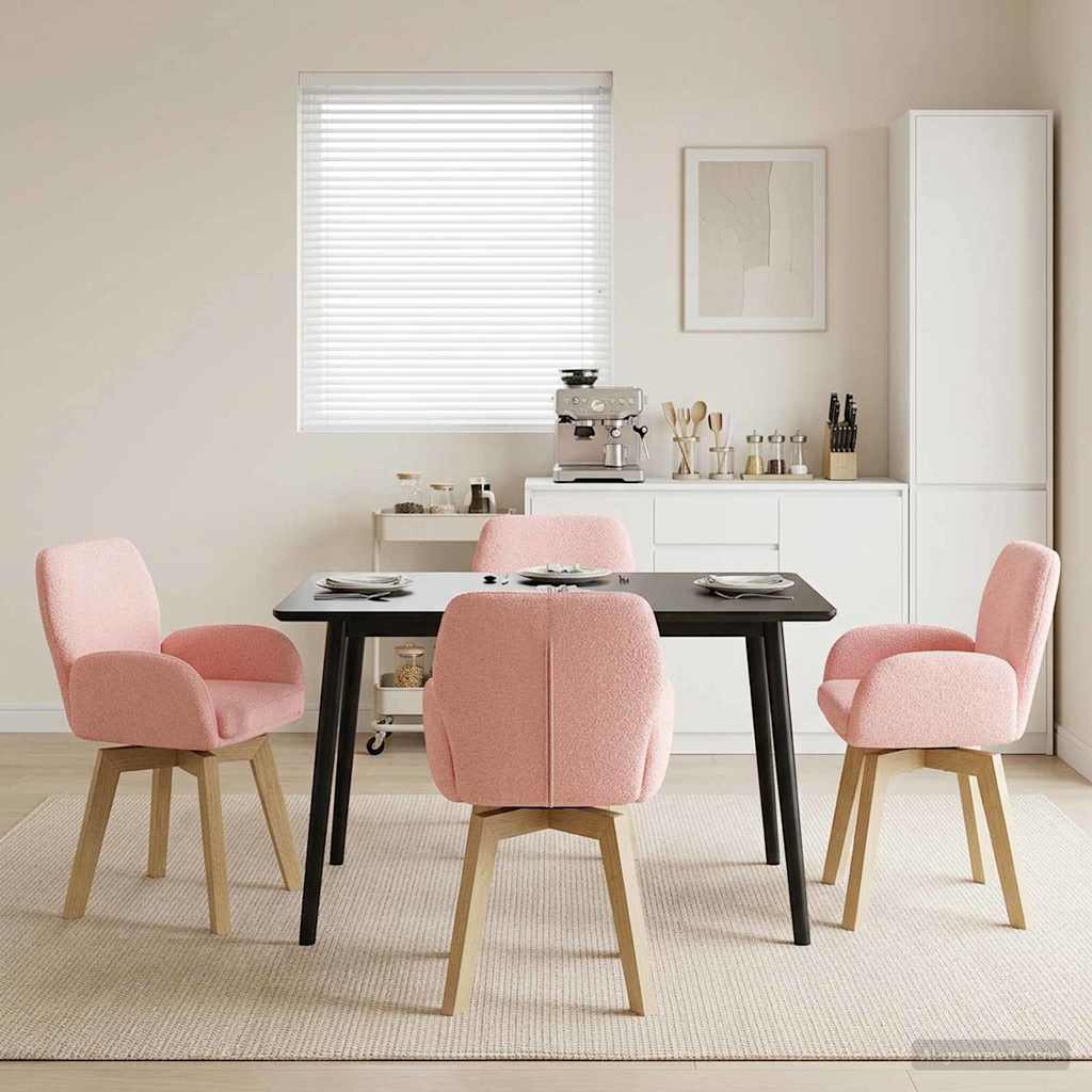 vidaXL Sillas de comedor giratorias 4 uds. Bouclé Rosa 54 x 58 x 87 cm