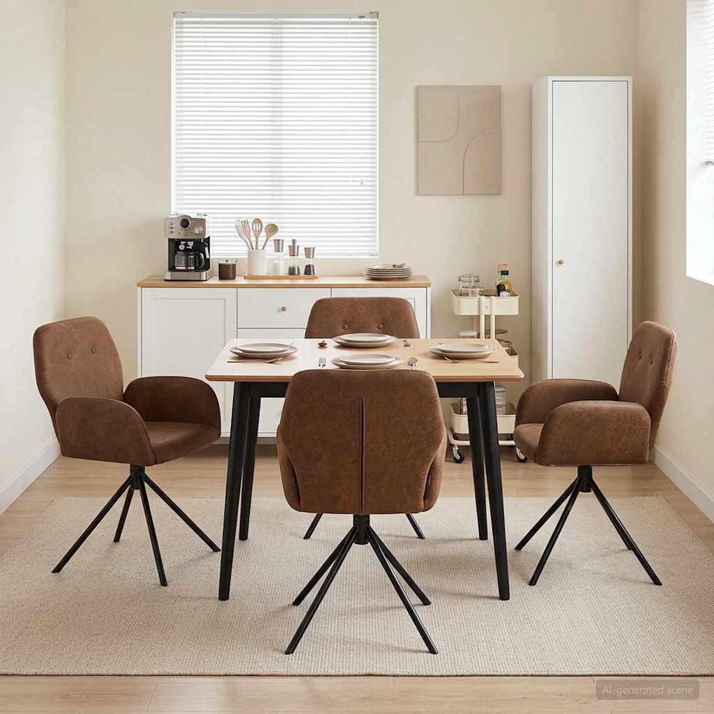 vidaXL Sillas de comedor giratorias 4 uds. Cuero de Suede Sintético
