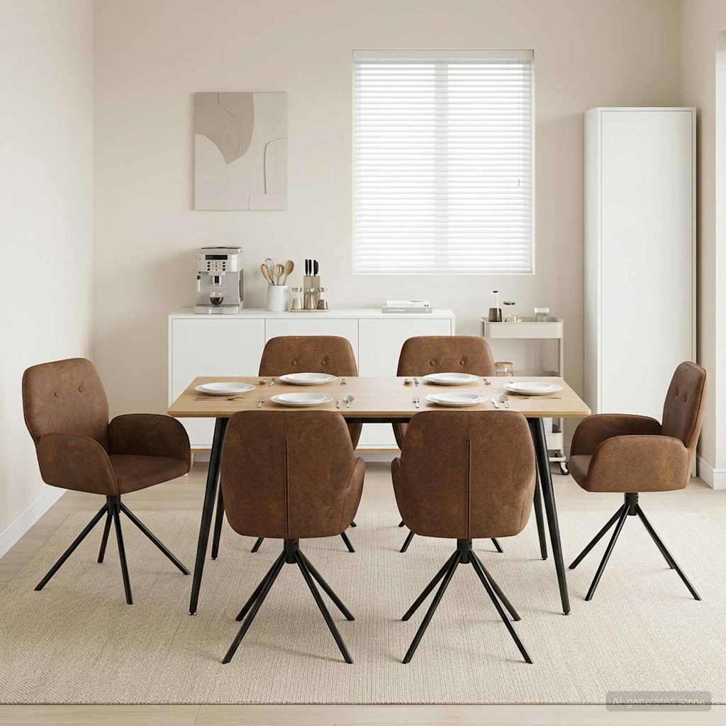 vidaXL Sillas de comedor giratorias 6 uds. Cuero de Suede Sintético