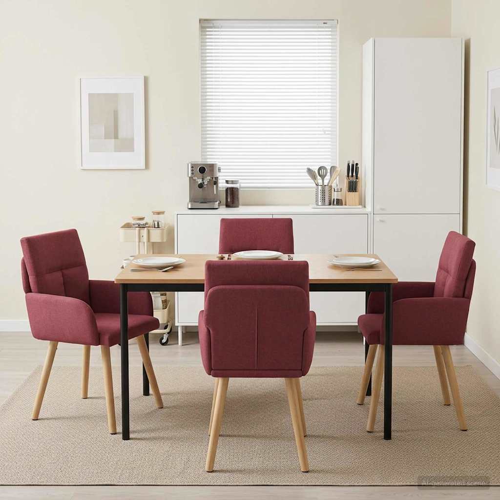 vidaXL Sillas de comedor 4 uds. Tela Rojo vino 60 x 56 x 85 cm