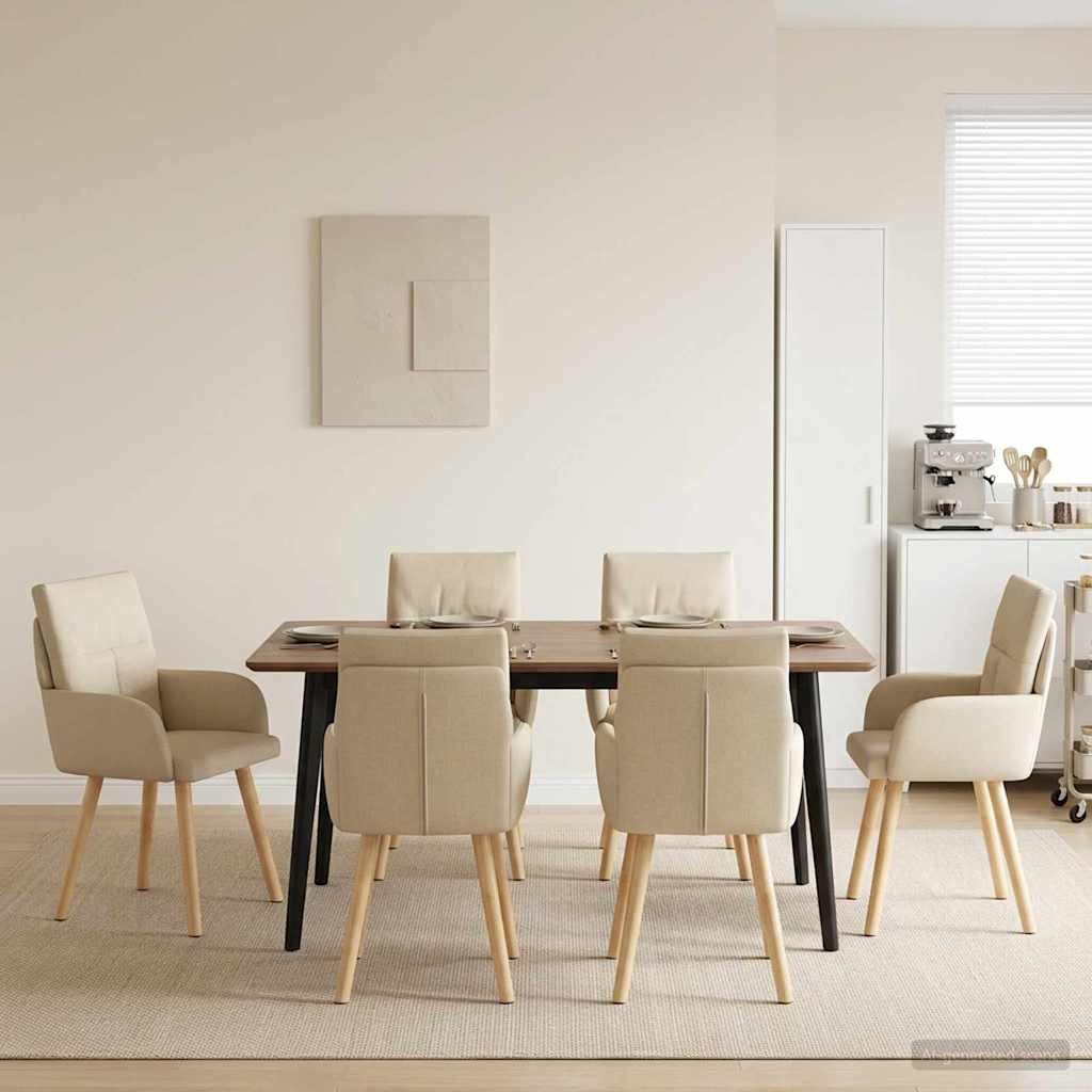 vidaXL Sillas de comedor 4 uds. Tela Crema 60 x 56 x 85 cm