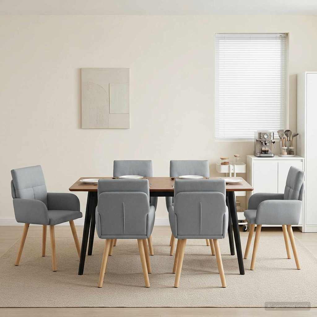 vidaXL Sillas de comedor 6 uds. Tela Gris Claro 60 x 56 x 85 cm
