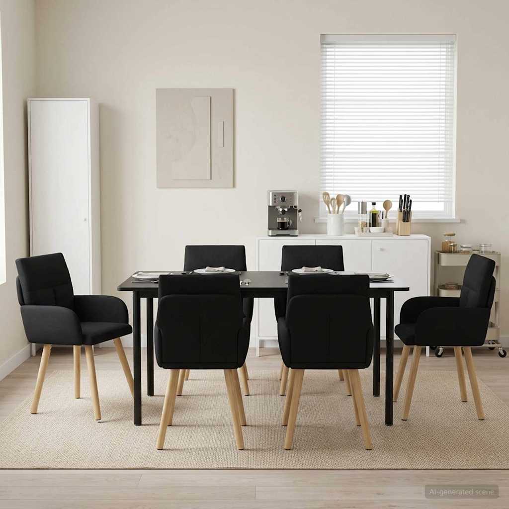 vidaXL Sillas de comedor 6 uds. Tela Negro 60 x 56 x 85 cm