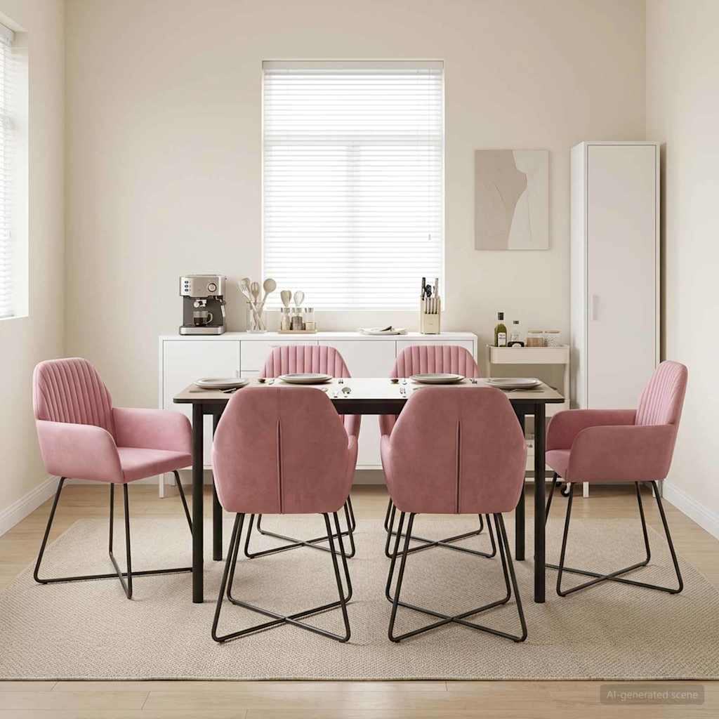 vidaXL Sillas de comedor 6 uds. Terciopelo Rosa 55 x 50 x 84 cm