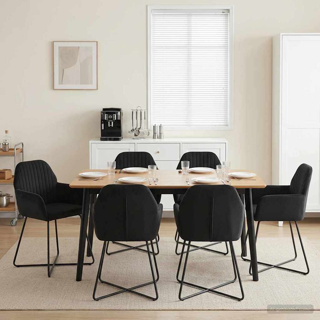 vidaXL Sillas de comedor 6 uds. Terciopelo Negro 55 x 50 x 84 cm