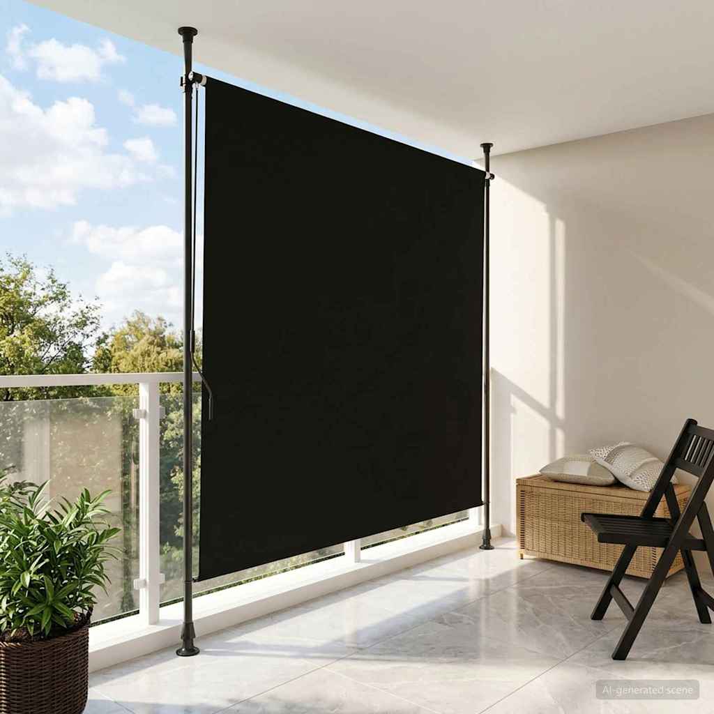 vidaXL Cortina de Rodillo Exterior Negro 100 x 270 cm