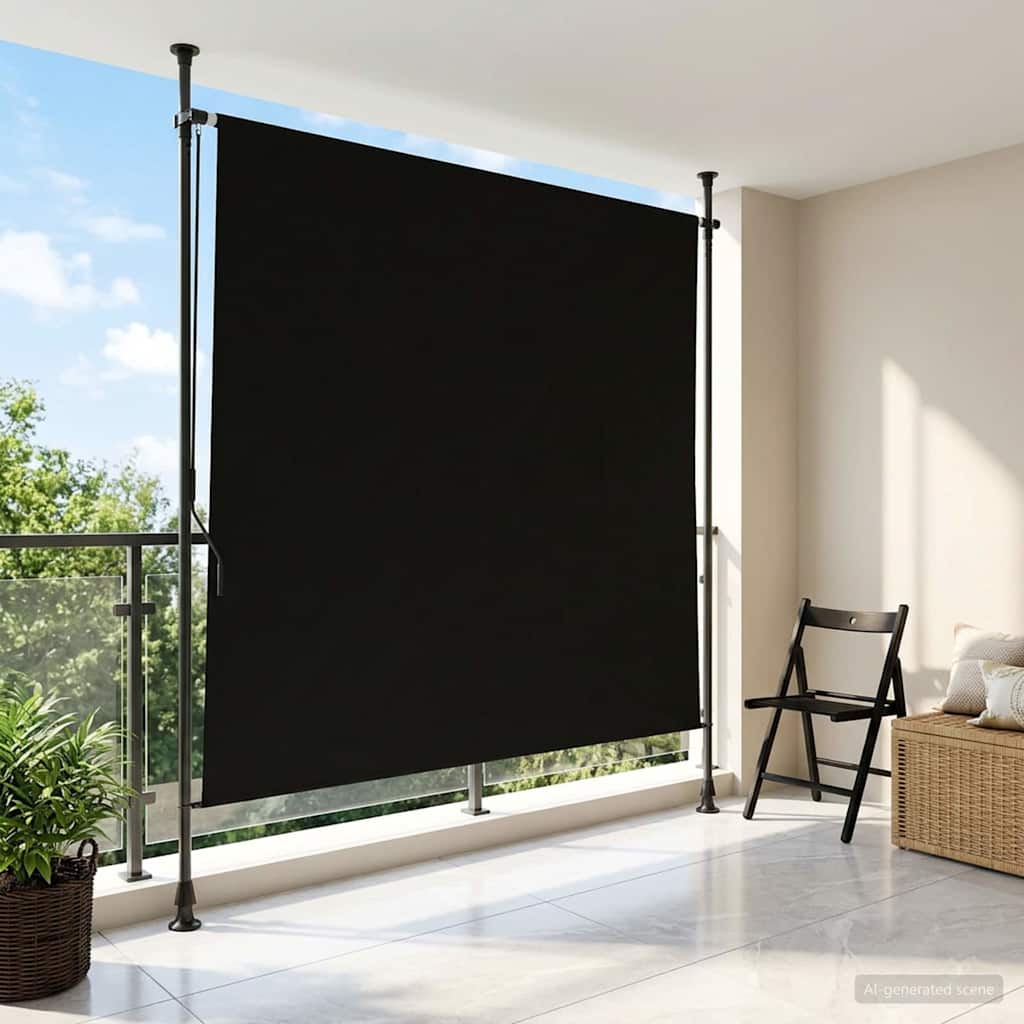 vidaXL Cortina de Rodillo Exterior Negro 150 x 270 cm