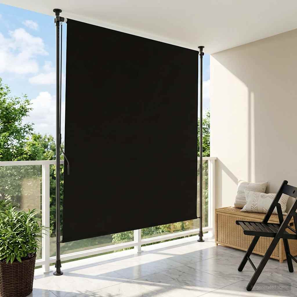 vidaXL Cortina de Rodillo Exterior Negro 200 x 270 cm
