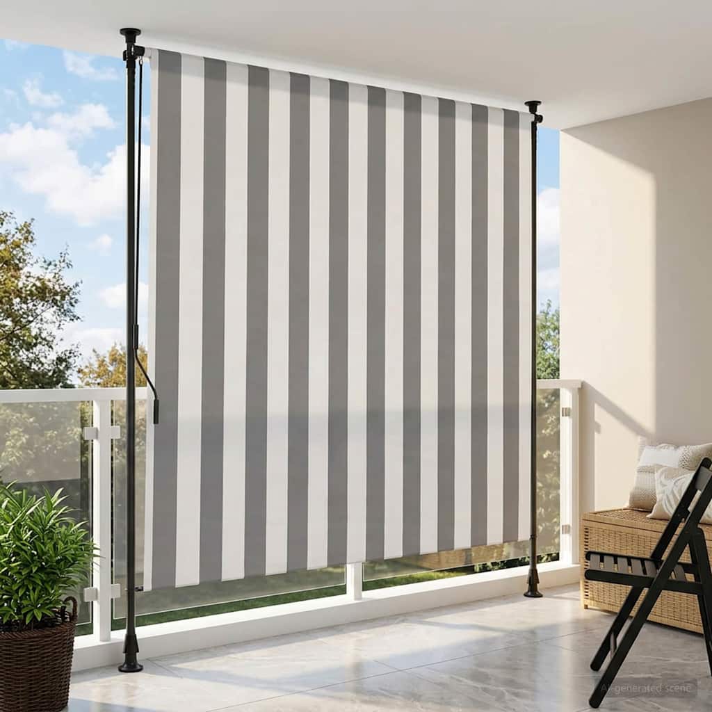 vidaXL Cortina de Rodillo Exterior Antracita y Blanco 150 x 270 cm