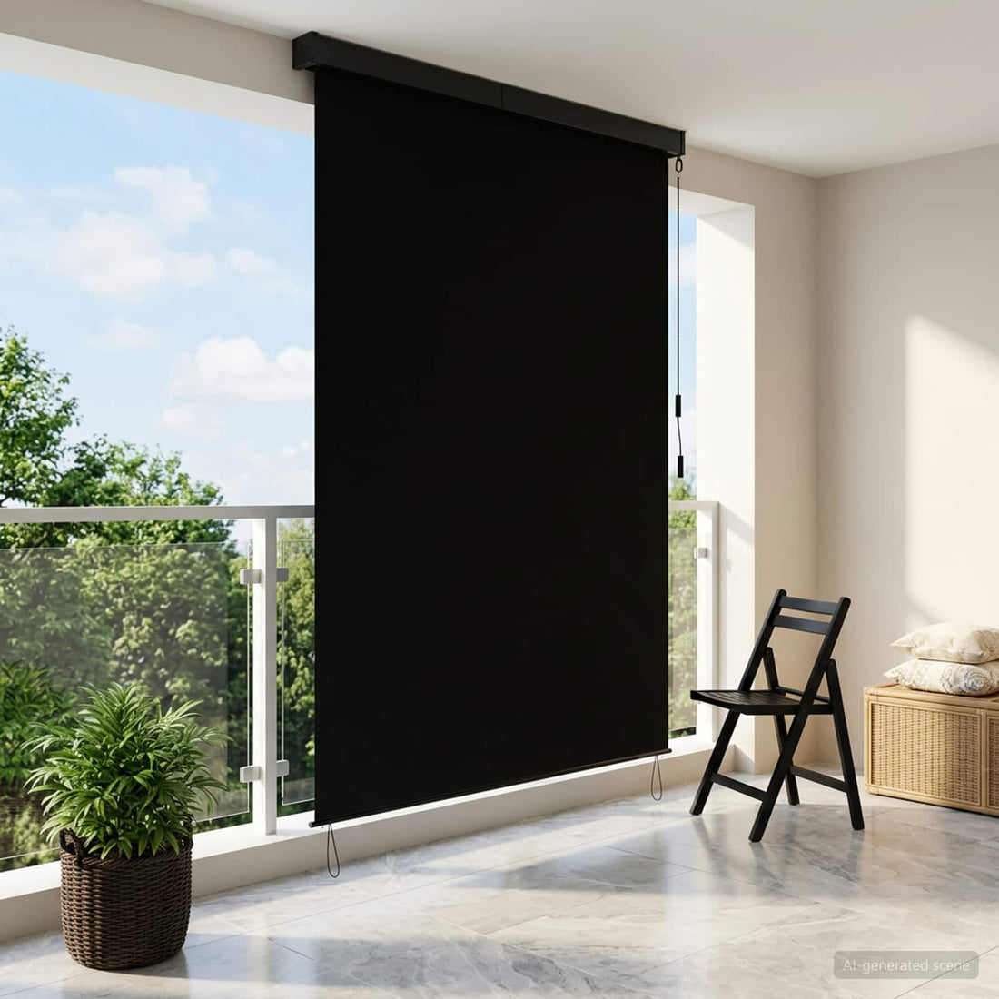 vidaXL Estor enrollable Negro 60 x 250 cm Tela y Aluminio