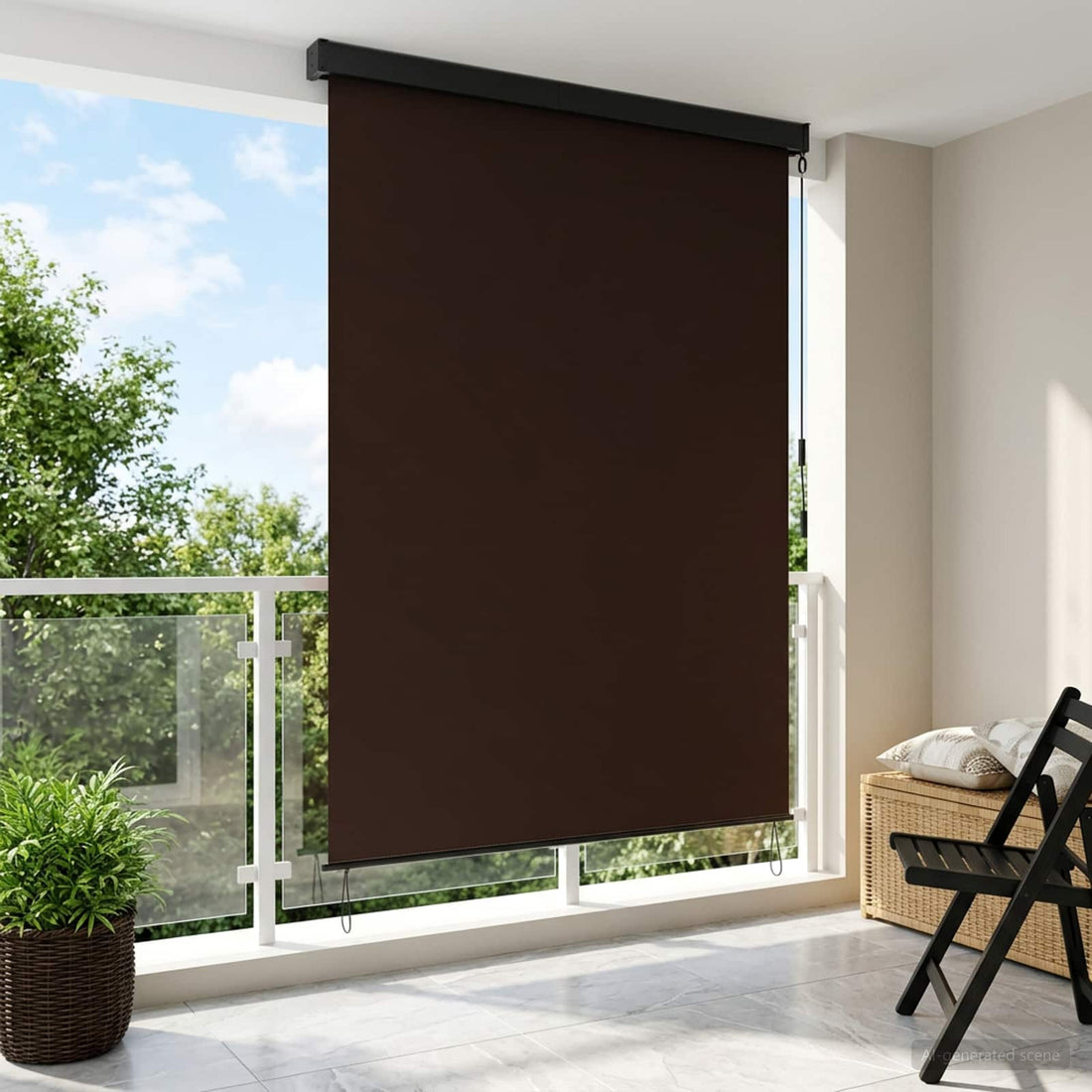 vidaXL Estor enrollable Marrón 180 x 250 cm Tela y Aluminio