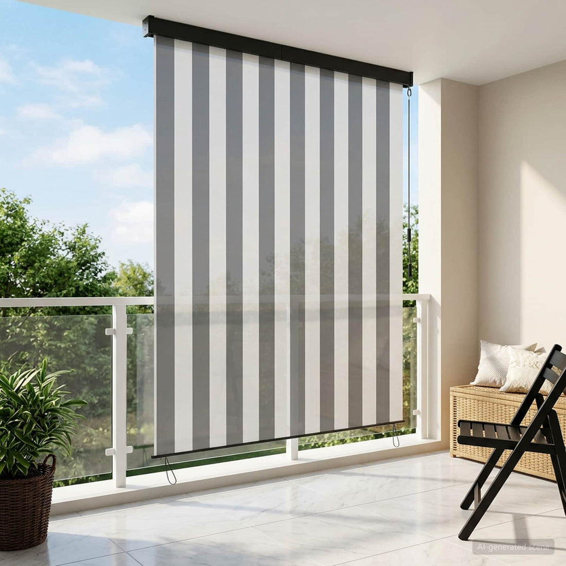 vidaXL Estor enrollable Antracita y Blanco 180 x 250 cm