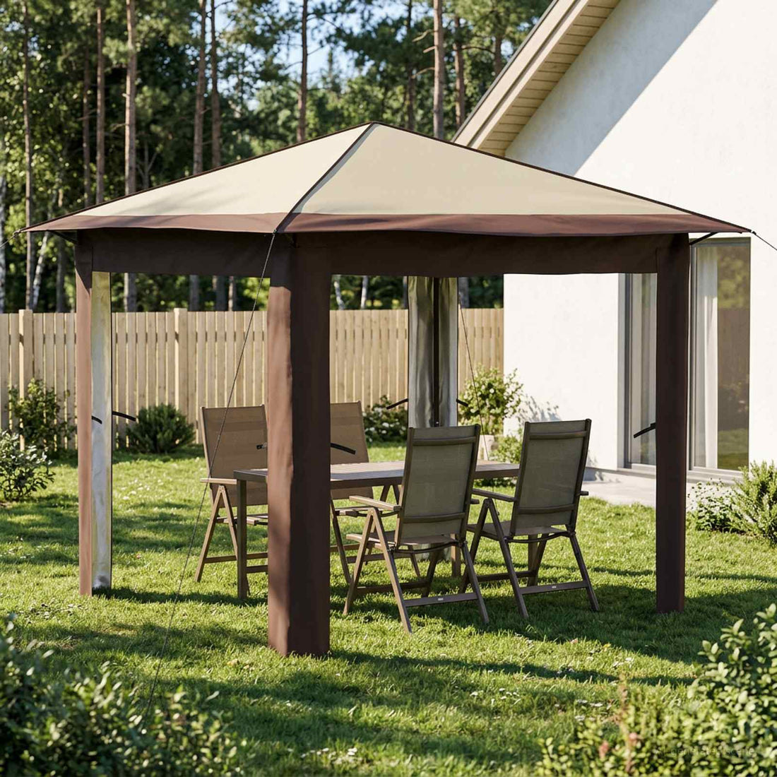 vidaXL Gazebo sin Pared Lateral 2,6 x 2,6 m Crema y marrón