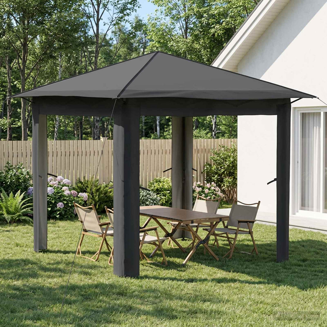 vidaXL Gazebo sin Pared Lateral 2,6 x 2,6 m Gris Claro y Antracita