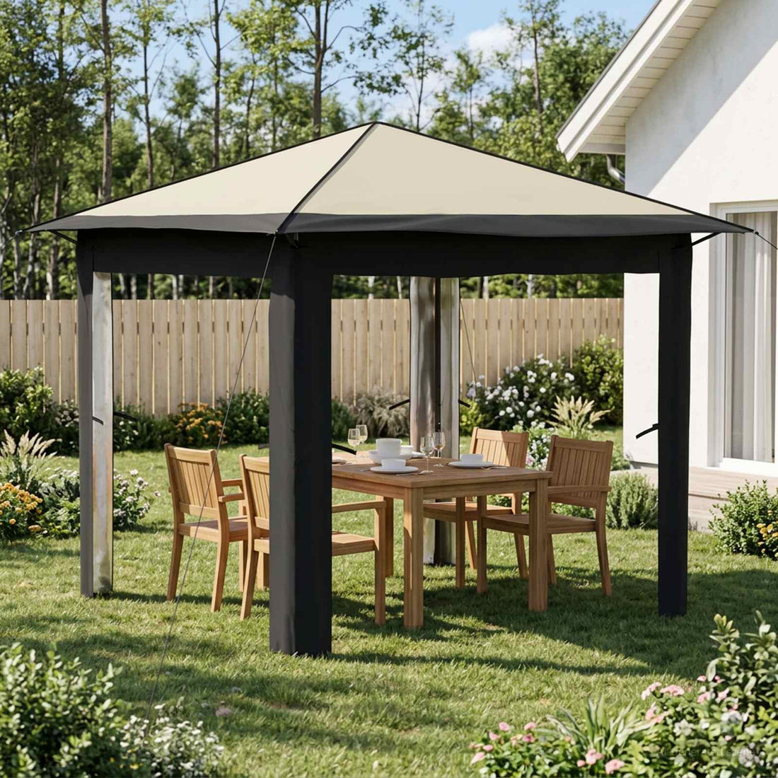 vidaXL Gazebo sin Pared Lateral 2,6 x 2,6 m Crema y Antracita