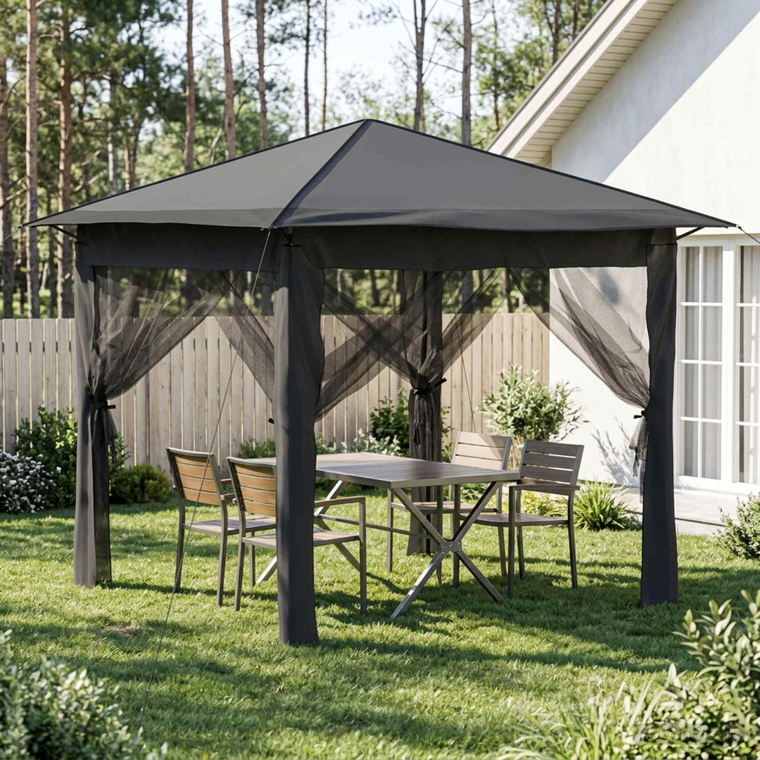 vidaXL Gazebo con 4 Paredes Laterales 2,6 x 2,6 m
