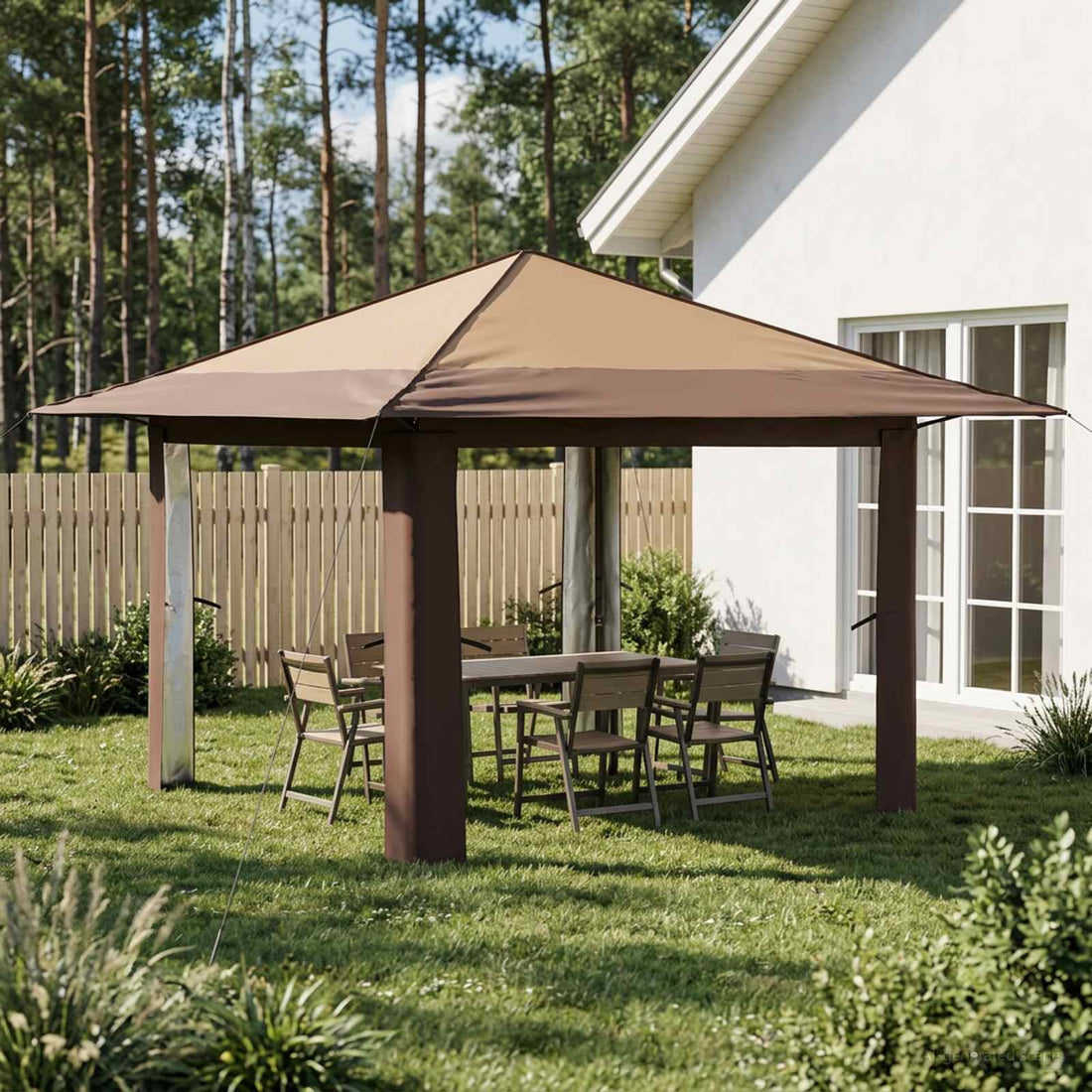 vidaXL Gazebo sin Pared Lateral Beige y Marrón