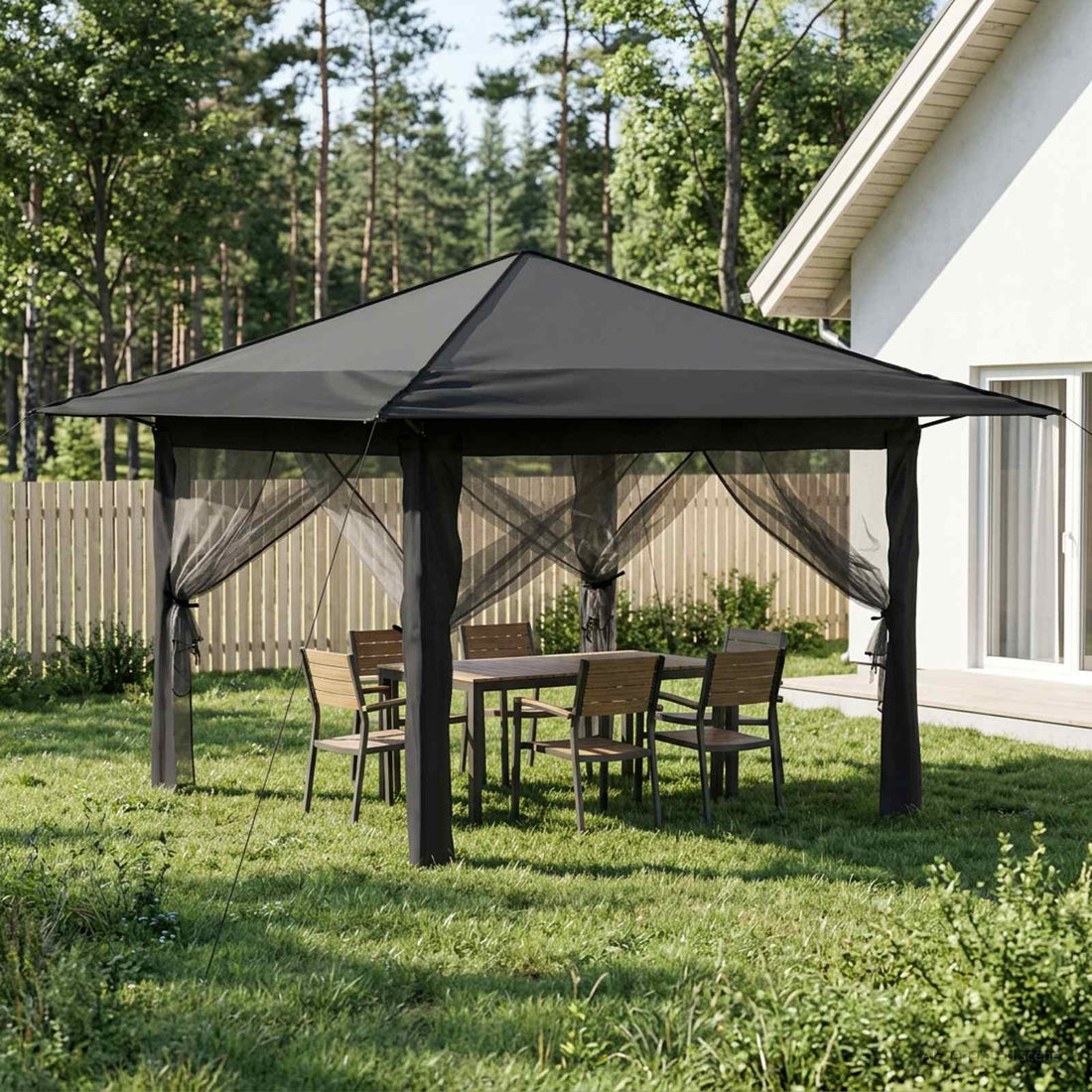 vidaXL Gazebo con 4 Paredes Laterales Gris Claro y Antracita