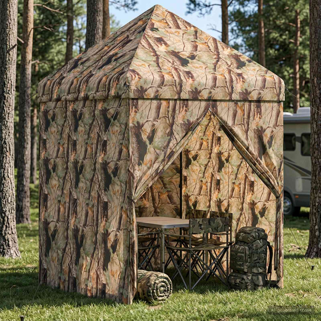 vidaXL Toldo Pop-up con 4 Paredes Laterales 3 x 3 m Camuflaje Bosque
