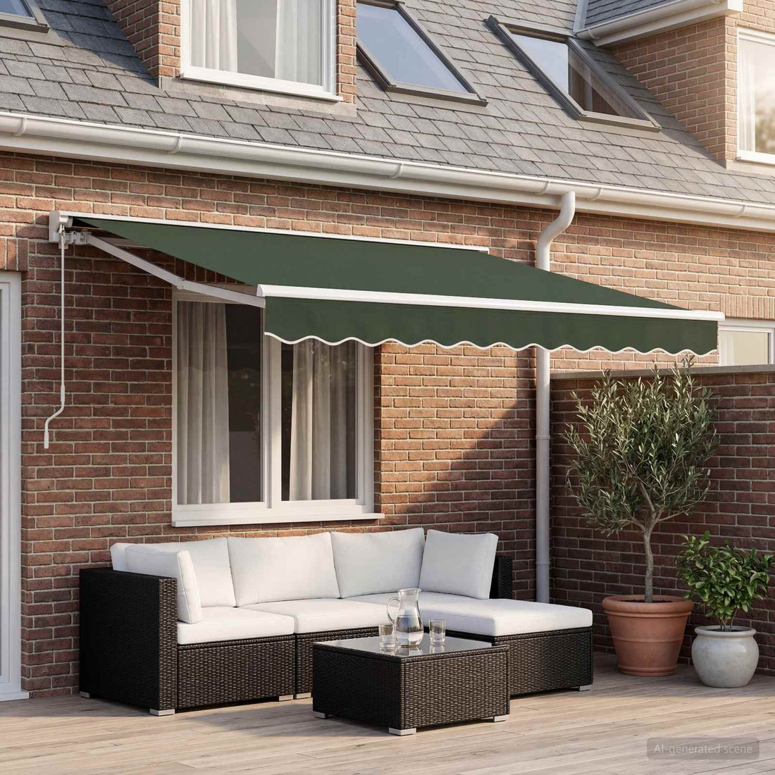 vidaXL Lona de repuesto para toldo para 4,5x3,5 m Verde oscuro