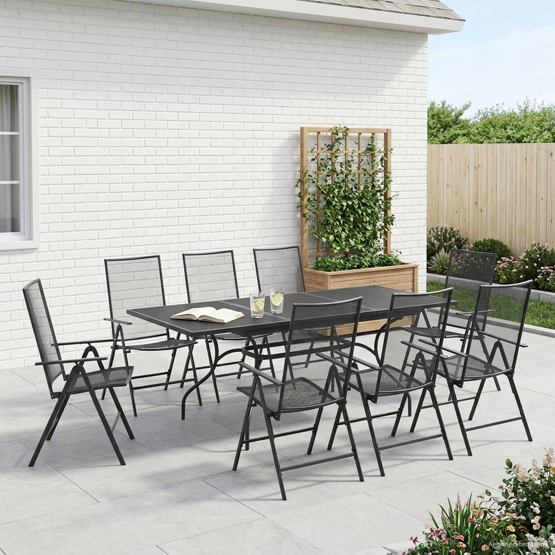 vidaXL Conjunto de Comedor de Jardín 9 uds. Gris antracita