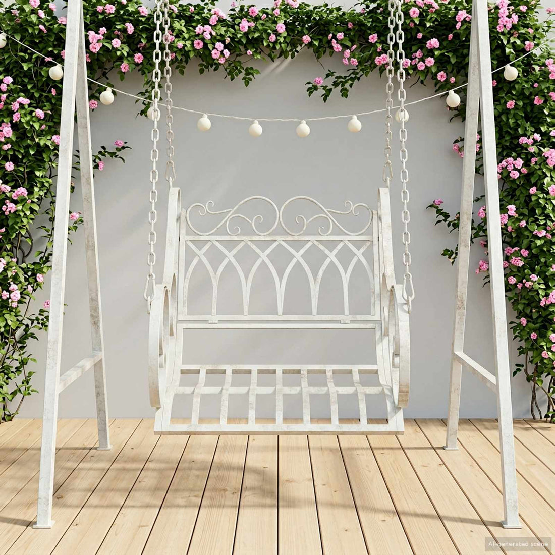vidaXL Banco Columpio Acero 71 x 75 x 59 cm Blanco antiguo