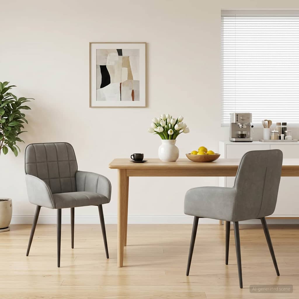 vidaXL Sillas de comedor 2 uds. Terciopelo Gris Claro