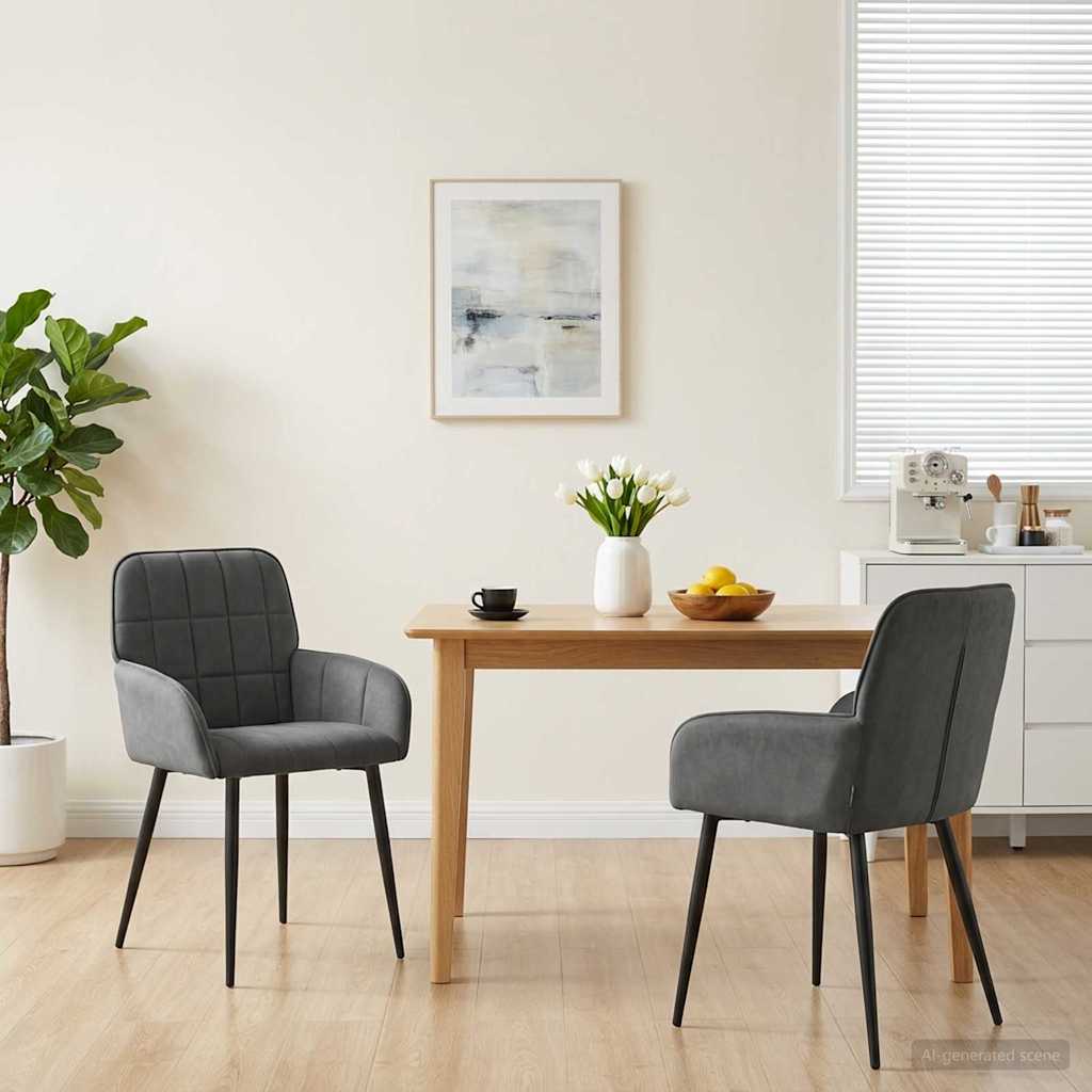 vidaXL Sillas de comedor 2 uds. Terciopelo Gris oscuro
