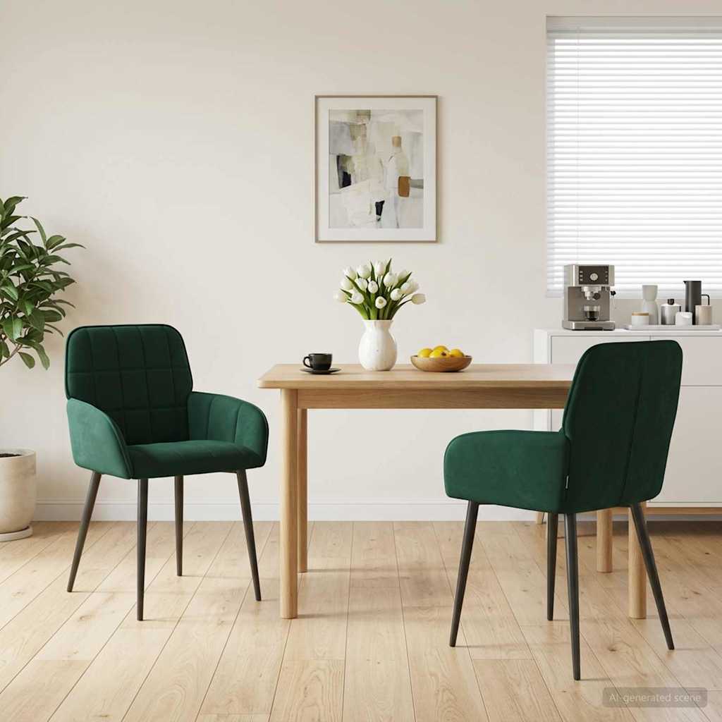 vidaXL Sillas de comedor 2 uds. Terciopelo Verde oscuro