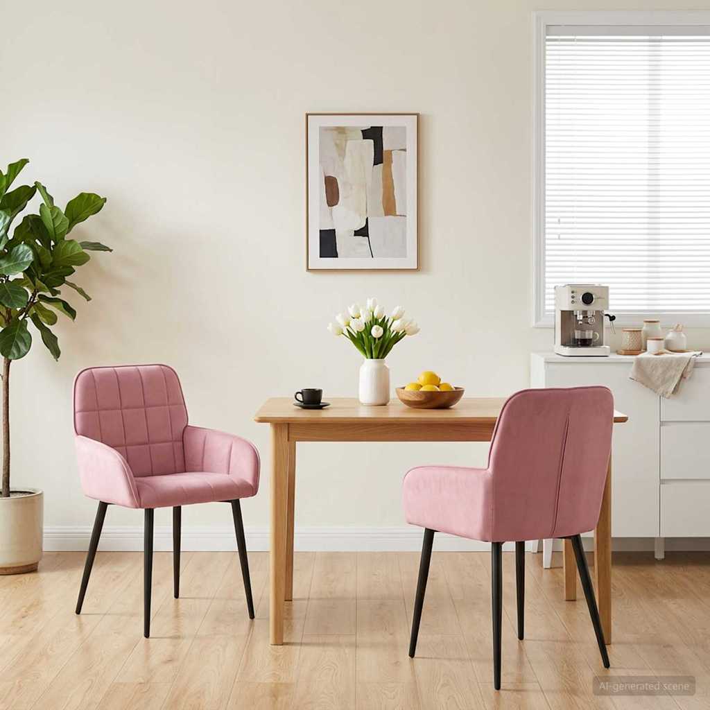 vidaXL Sillas de comedor 2 uds. Terciopelo Rosa 56.5 x 50 x 85 cm
