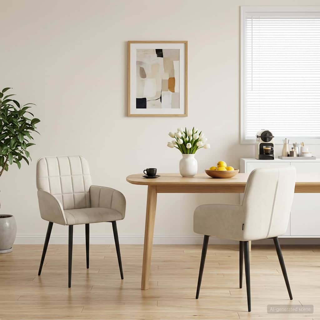 vidaXL Sillas de comedor 2 uds. Terciopelo Crema 56.5 x 50 x 85 cm