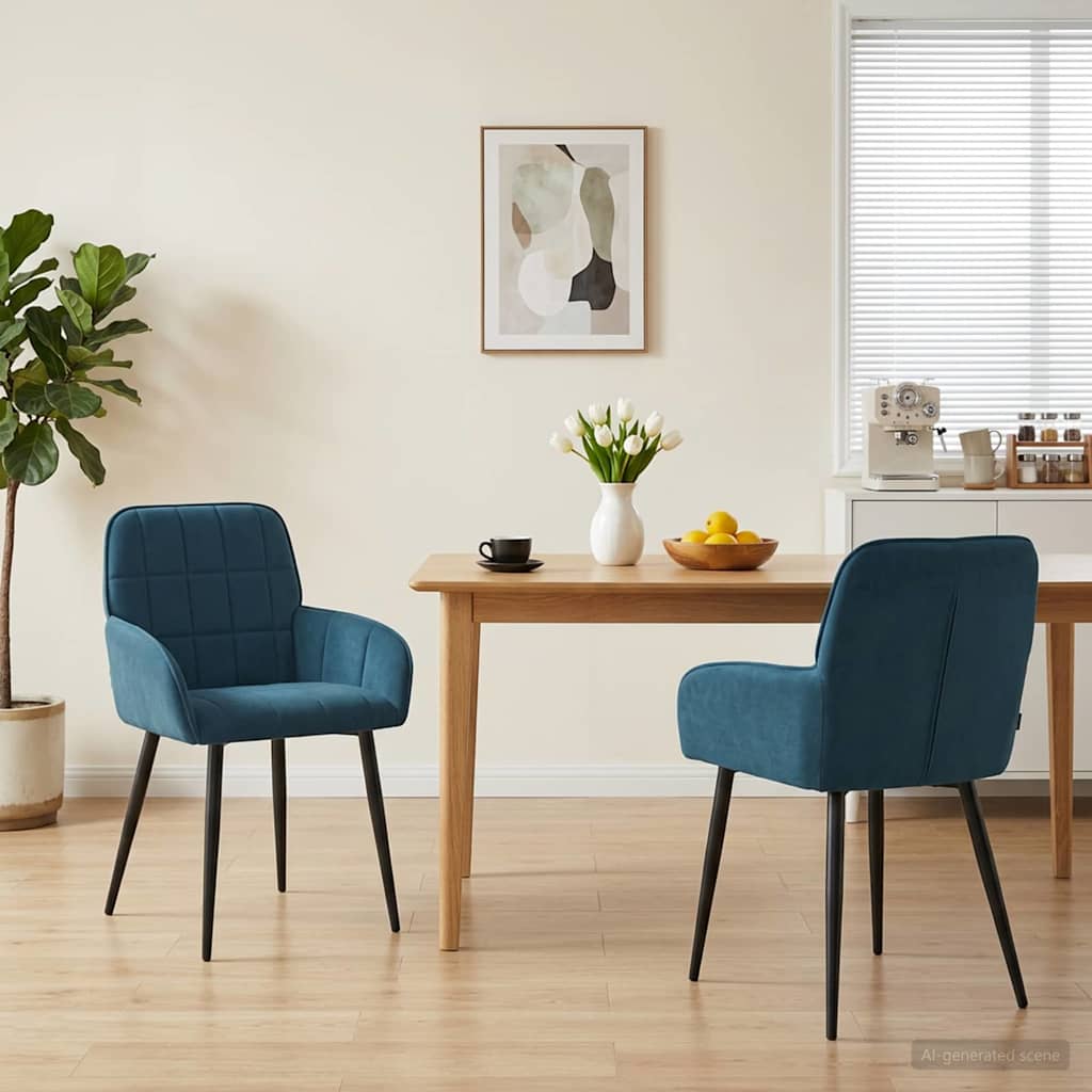 vidaXL Sillas de comedor 2 uds. Terciopelo Azul 56.5 x 50 x 85 cm