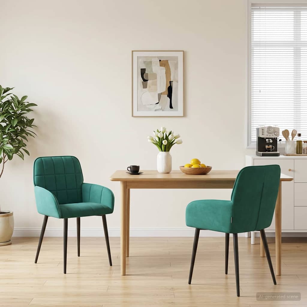 vidaXL Sillas de comedor 2 uds. Terciopelo Tuquesa 56.5 x 50 x 85 cm