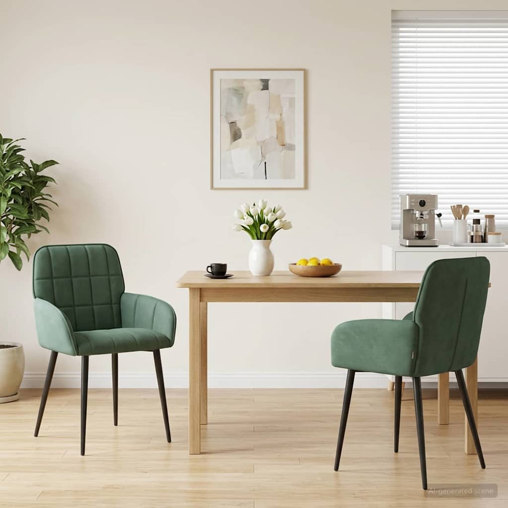 vidaXL Sillas de comedor 2 uds. Terciopelo Verde Mar 56.5 x 50 x 85 cm