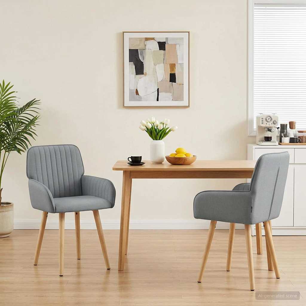 vidaXL Sillas de comedor 2 uds. Tela Gris Claro 56,5 x 50 x 87,5 cm