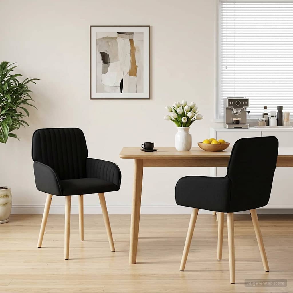 vidaXL Sillas de comedor 2 uds. Tela Negro 56,5 x 50 x 87,5 cm