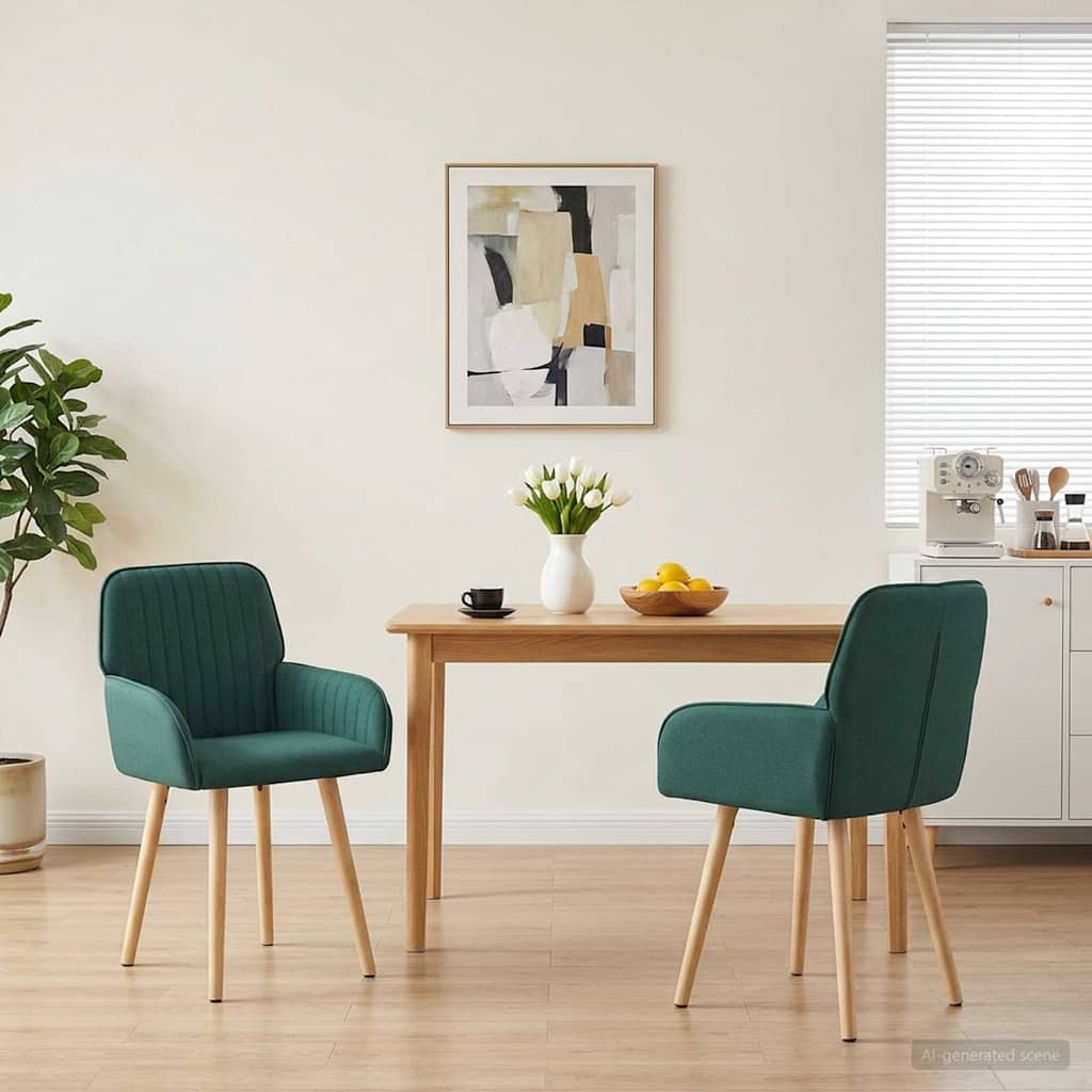 vidaXL Sillas de comedor 2 uds. Tela Verde oscuro 56,5 x 50 x 87,5 cm