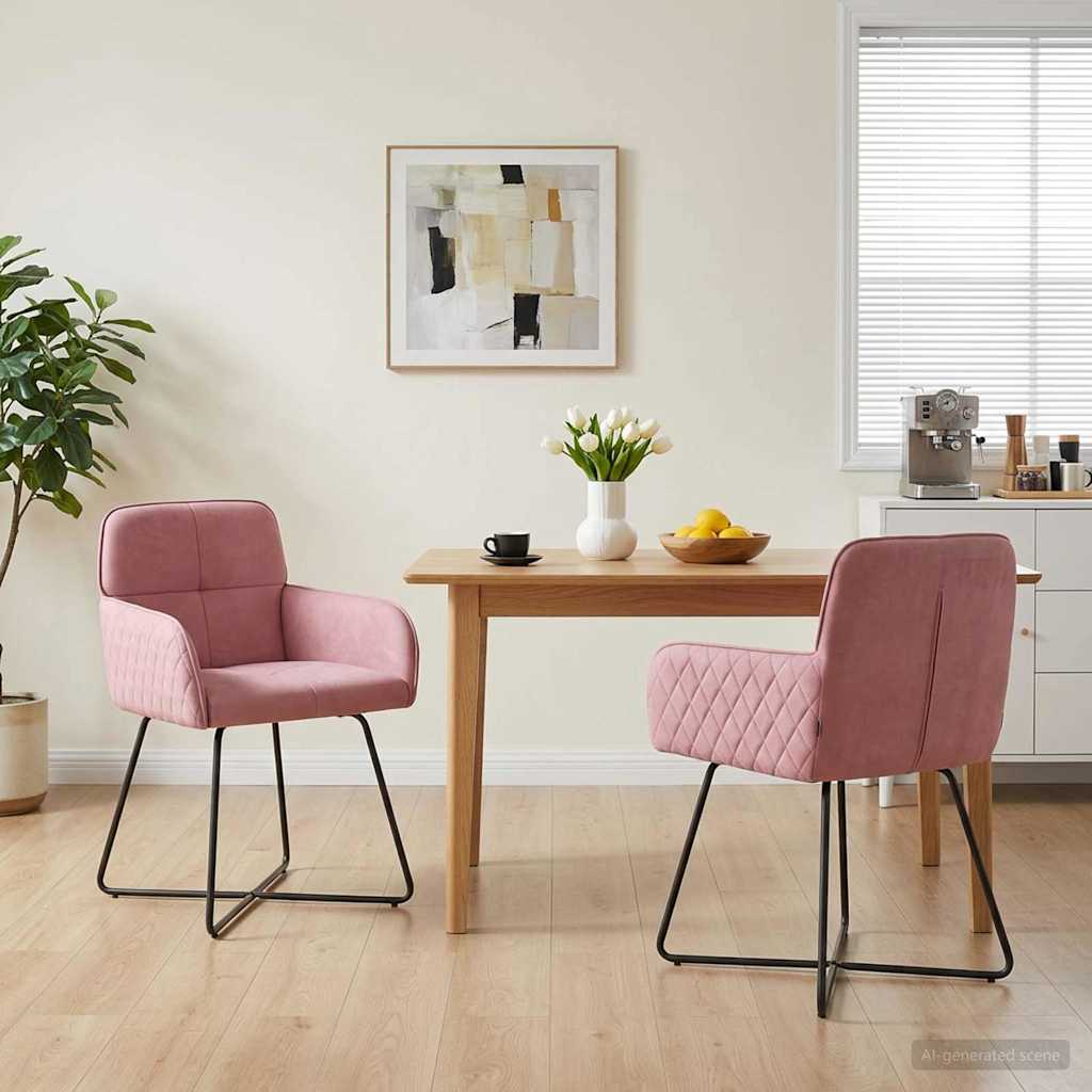 vidaXL Sillas de comedor 2 uds. Terciopelo Rosa 59 x 56,5 x 86 cm