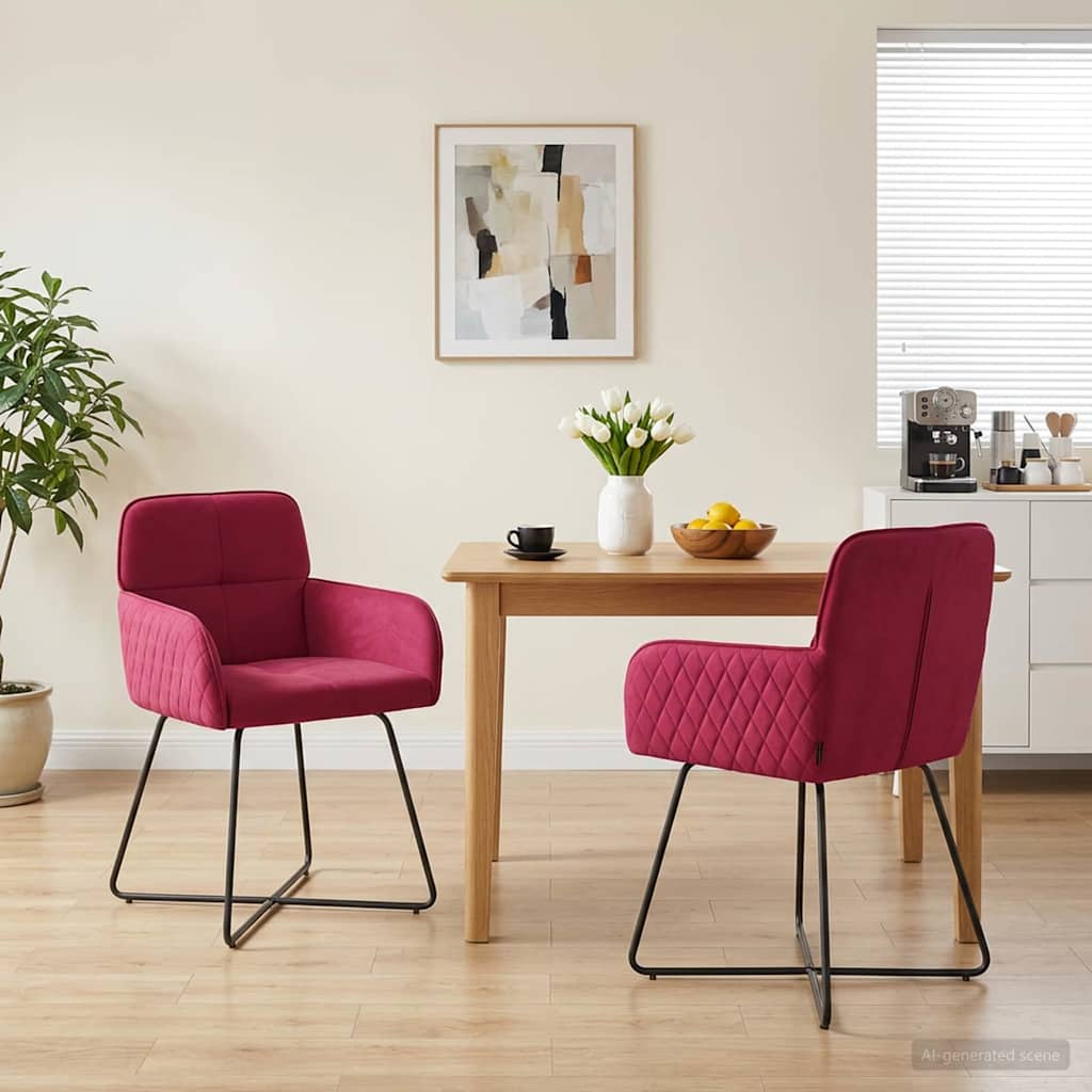 vidaXL Sillas de comedor 2 uds. Terciopelo Rojo vino 59 x 56,5 x 86 cm