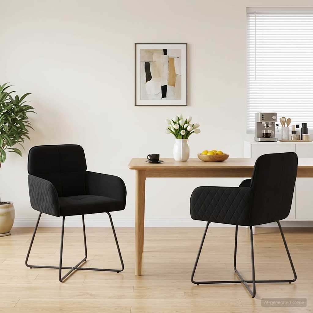 vidaXL Sillas de comedor 2 uds. Terciopelo Negro 59 x 56,5 x 86 cm