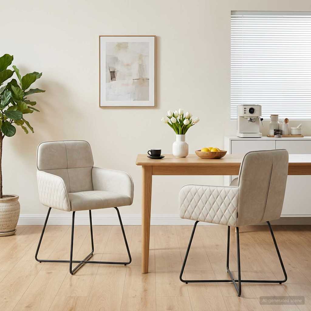 vidaXL Sillas de comedor 2 uds. Terciopelo Crema 59 x 56,5 x 86 cm