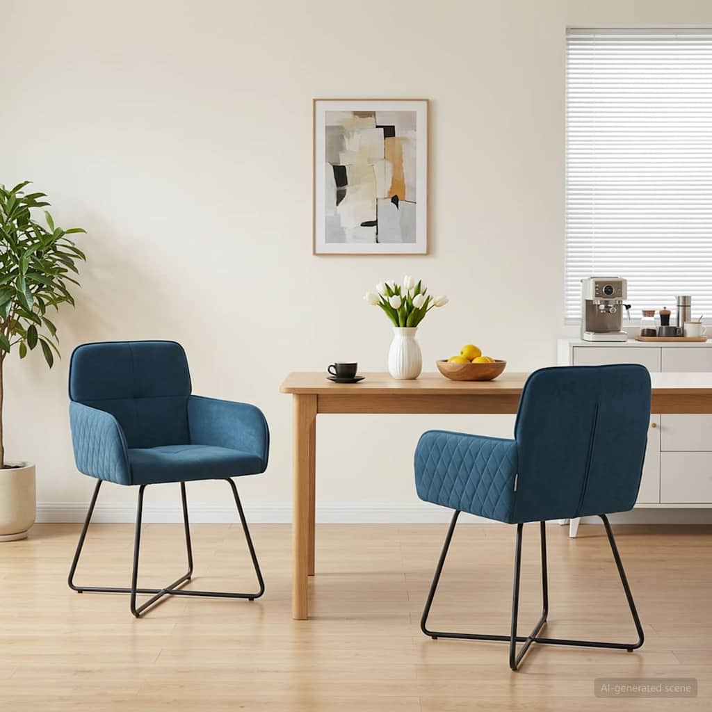 vidaXL Sillas de comedor 2 uds. Terciopelo Azul 59 x 56,5 x 86 cm
