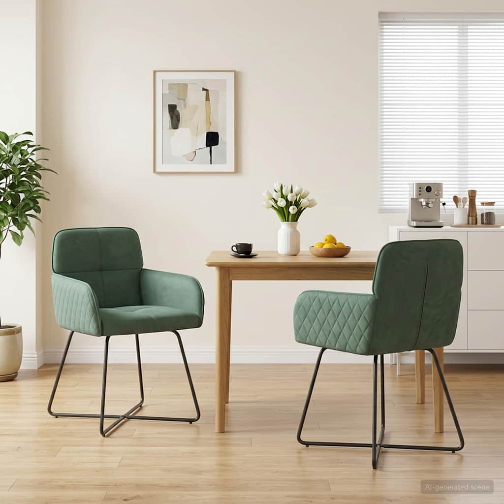 vidaXL Sillas de comedor 2 uds. Terciopelo Verde Mar 59 x 56,5 x 86 cm