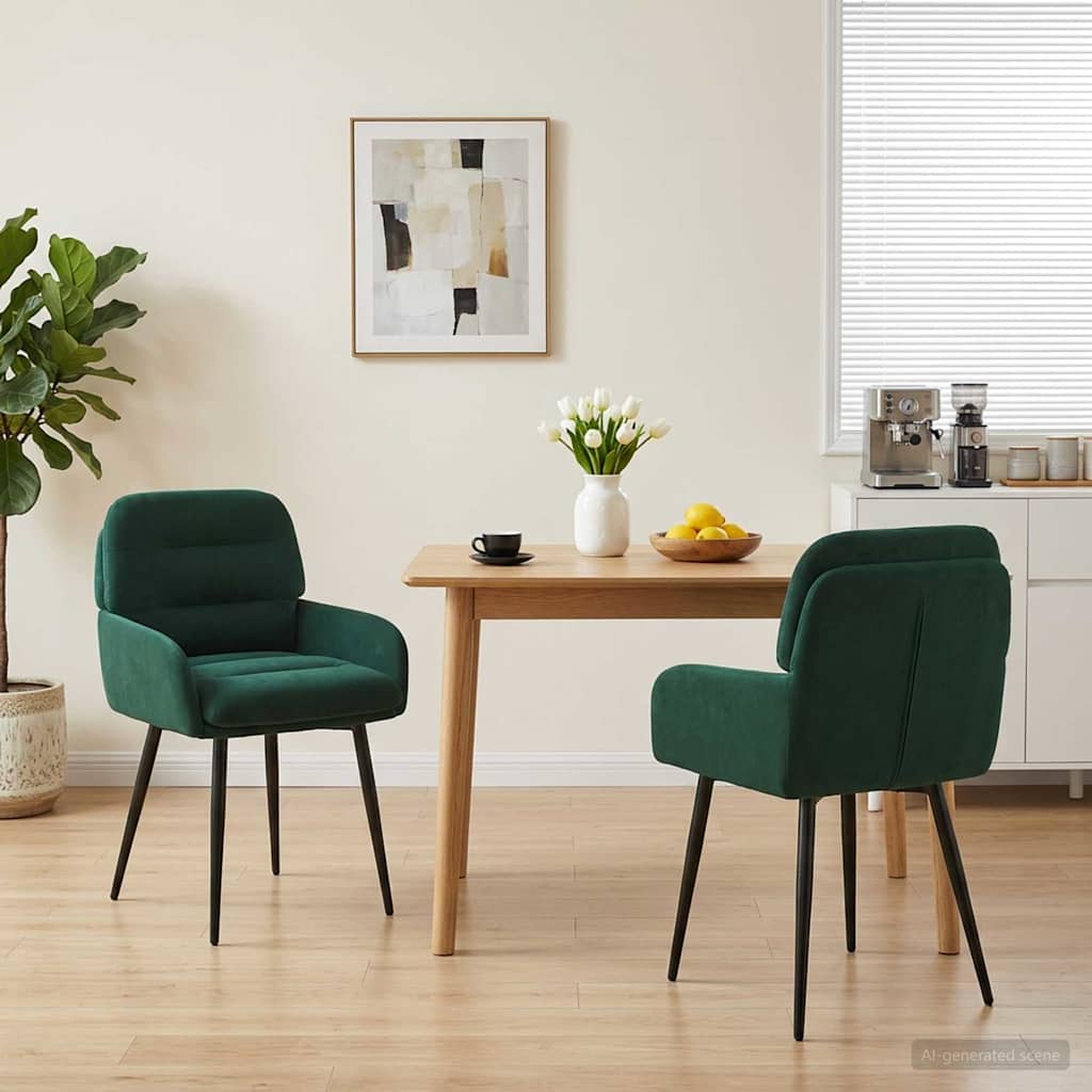vidaXL Sillas de comedor 2 uds. Terciopelo Verde oscuro