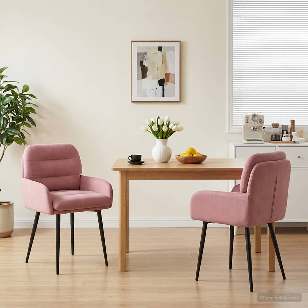 vidaXL Sillas de comedor 2 uds. Terciopelo Rosa 59 x 59,5 x 90 cm