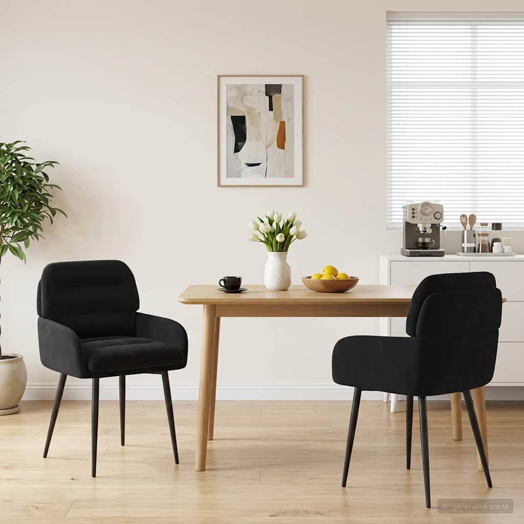 vidaXL Sillas de comedor 2 uds. Terciopelo Negro 59 x 59,5 x 90 cm
