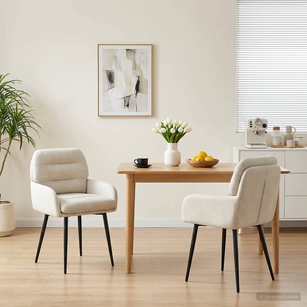 vidaXL Sillas de comedor 2 uds. Terciopelo Crema 59 x 59,5 x 90 cm