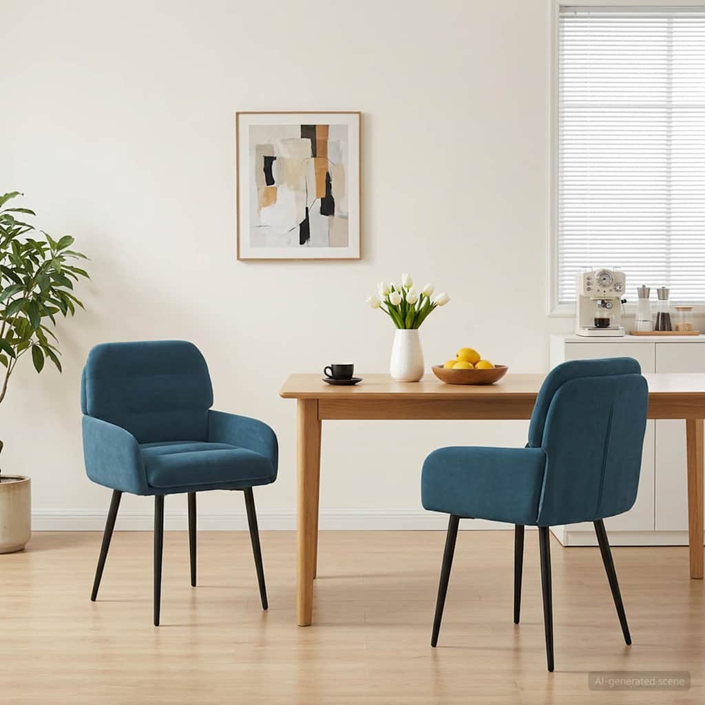 vidaXL Sillas de comedor 2 uds. Terciopelo Azul 59 x 59,5 x 90 cm
