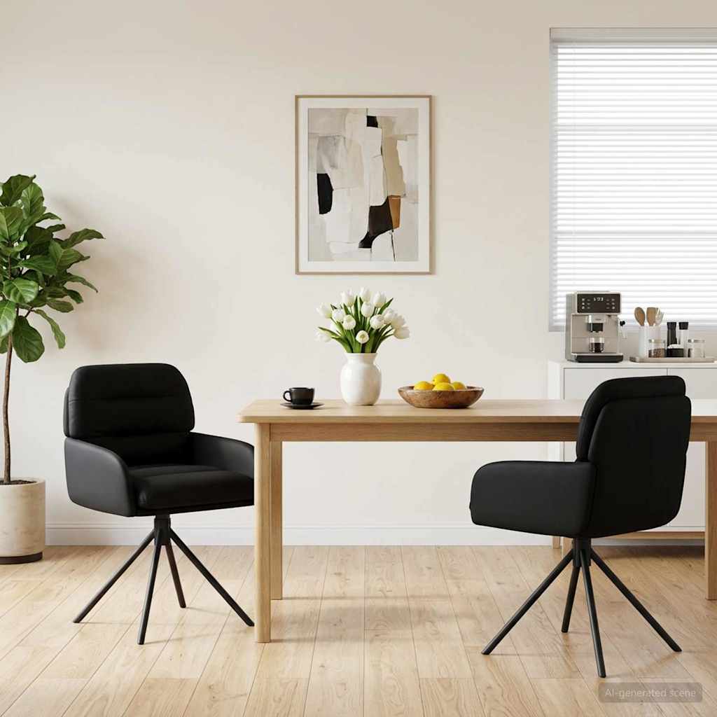 vidaXL Sillas de comedor giratorias 2 uds. Cuero sintético Negro