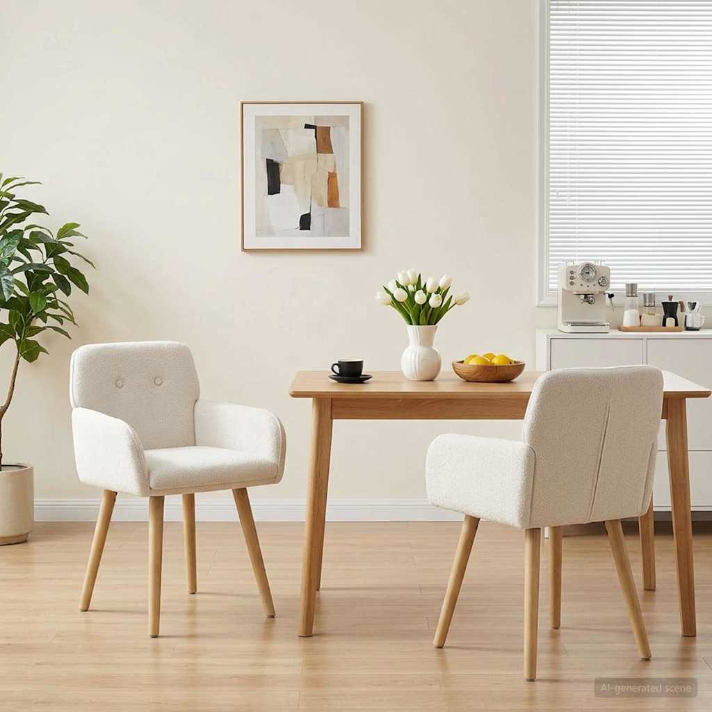 vidaXL Sillas de comedor 2 uds. Bouclé Crema 59 x 56,5 x 85 cm
